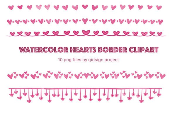 10 Watercolor Hearts Border Clipart: Illustrations Review