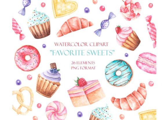 Baking Sweets Watercolor Clipart: Cake Illustrations