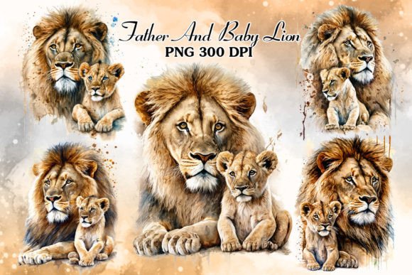Father and Baby Lion Watercolor Clipart Review
