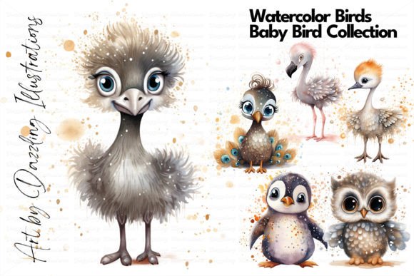 Feathered Friends Baby Watercolor Birds Illustrations: A Soft, Playful Touch for Local Branding