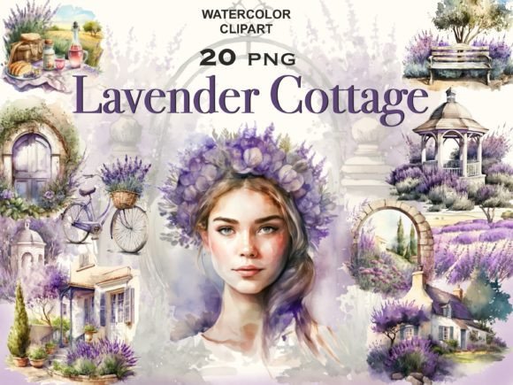 Lavender Cottage Watercolor Clipart: Illustrations Review