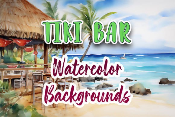 TIKI BAR Watercolor Landscapes Illustrations for Creative Sellers
