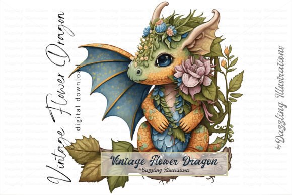 Vintage Flower Dragon Illustrations Review