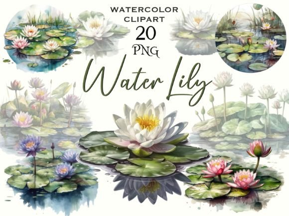 Water Lily in Pond Watercolor Clipart: Illustrations Review