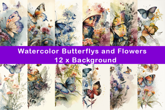 Watercolor Butterflies Flower Background Illustrations Review