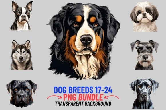 Watercolor Dog Breeds Sublimation 17-24: A Fresh Illustration for Pet-Centric Branding