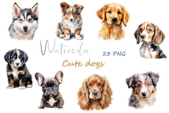 Watercolor Dog Clipart Brings Artistic Charm to Blog and Editorial Design