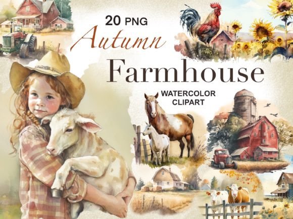 Watercolor Fall Farmhouse Clipart: Illustrations Review