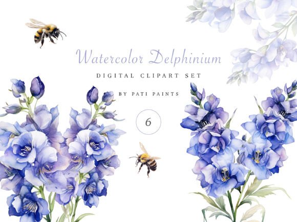 Watercolor Floral Delphinium Collection: Elegant Illustrations for Brand Storytelling