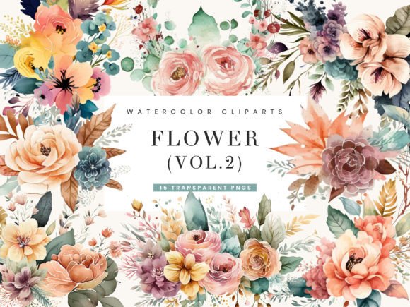 Watercolor Flowers Clipart Bundle Vol 2: Illustrations Review
