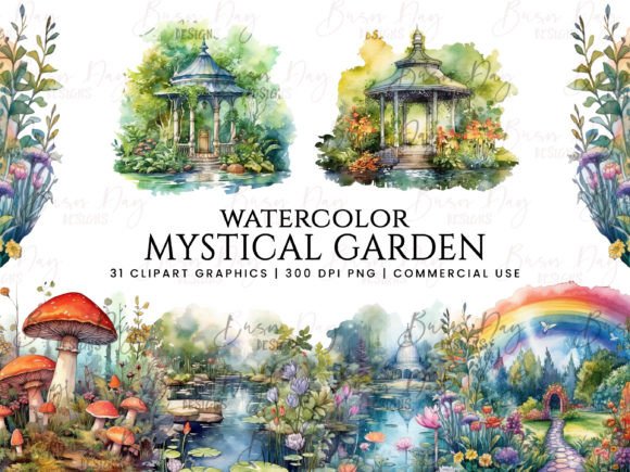 Watercolor Mystical Garden Clipart for Real Crafting Magic