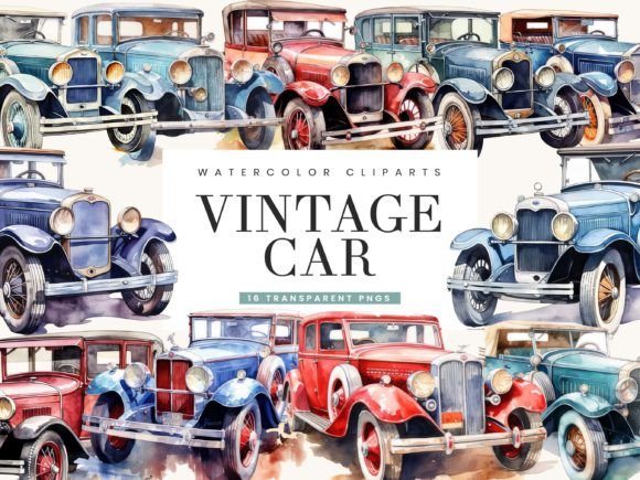 Watercolor Vintage Car Illustrations for Brand Storytelling