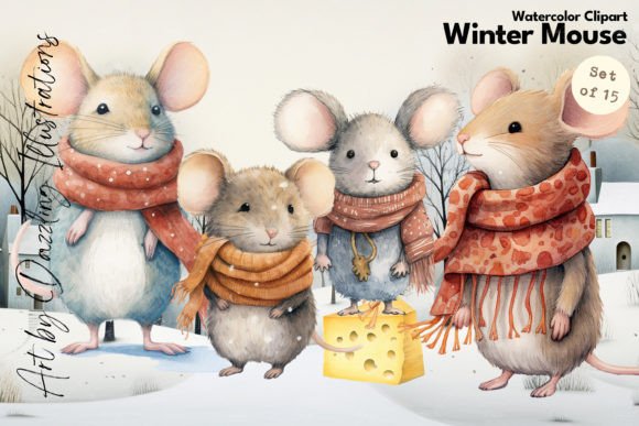 Winter Mouse Whimsy Watercolor Mouse: A Delicate Illustration for Lifestyle & Editorial Blogging